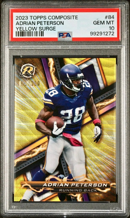Adrian Peterson 2023 Topps Resurgence Yellow Surge NFL #84 060/200 Card PSA 10 - Football Card Single