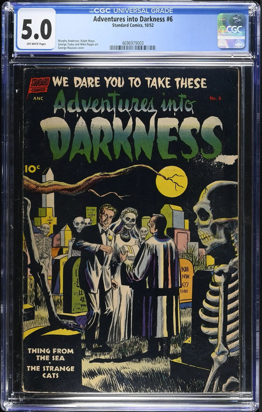 Adventures Into Darkness #6 (1952) Graded CGC 5.0 VG/FN Pre-Code Horror - Comic Book