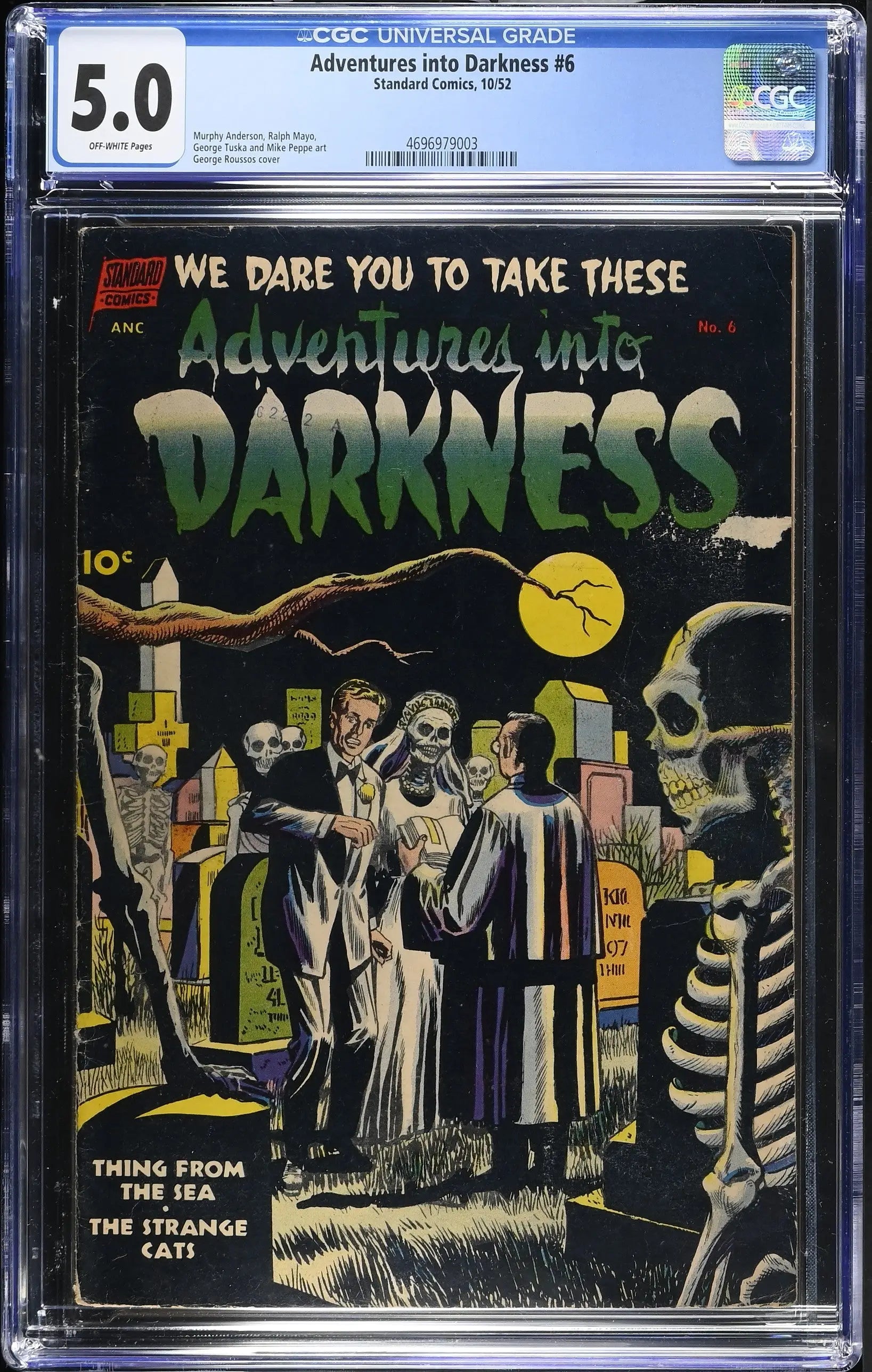 Adventures Into Darkness #6 (1952) Graded CGC 5.0 VG/FN Pre-Code Horror - Comic Book