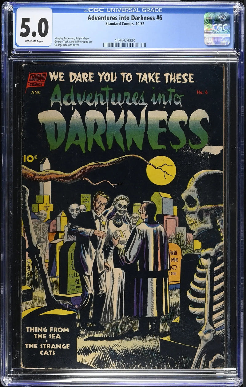 Adventures Into Darkness #6 (1952) Graded CGC 5.0 VG/FN Pre-Code Horror - Comic Book