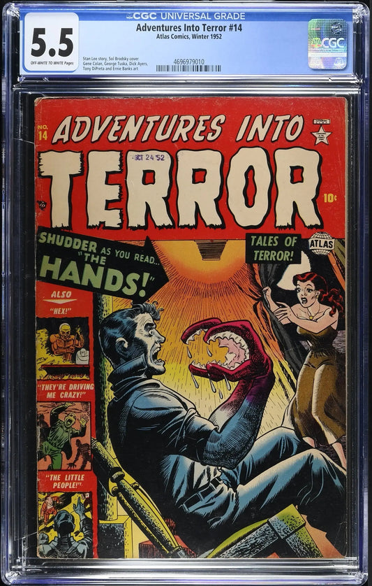 Adventures Into Terror #14 (1952) Graded CGC 5.5 FN Pre-Code Horror Stan Lee - Comic Book