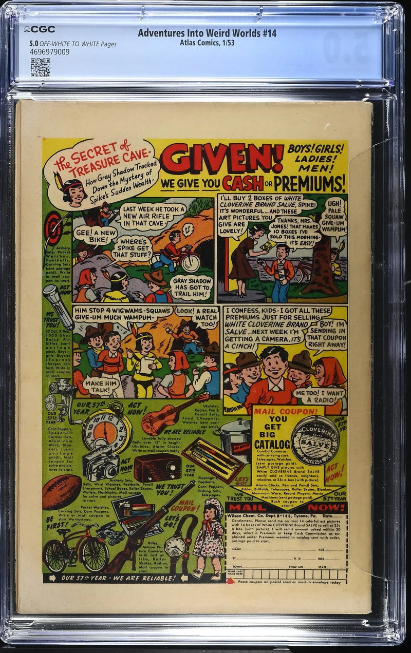 Adventures Into Weird Worlds #14 (1953) Graded CGC 5.0 VG+ Pre-Code Horror Stan Lee - Comic Book