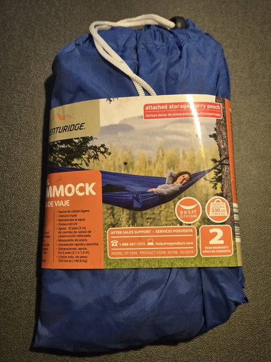 Adventuridge Travel Hammock 9x5 Ft Lightweight Portable 330lb Capacity Blue NEW - General Merchandise