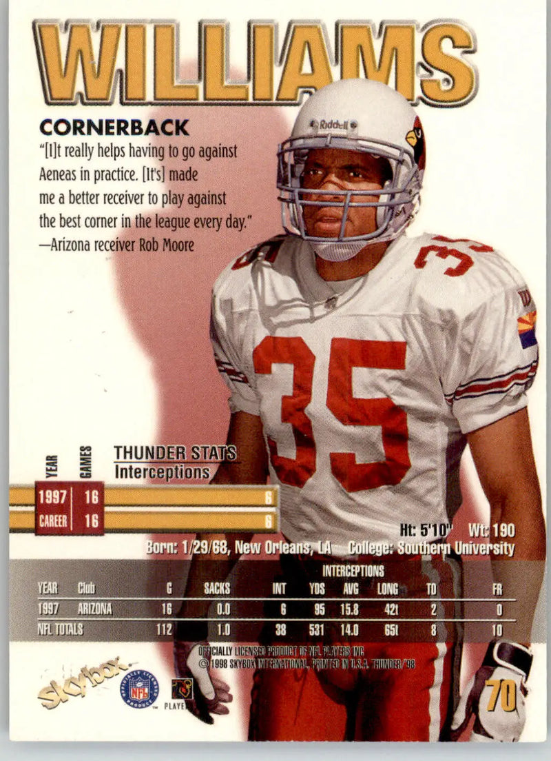 Aeneas Williams - 1998 SkyBox Thunder - #70 - Football