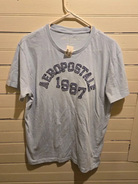 Aeropostale Shirt Mens M Light Blue 1987 Embroidered Applique 100% Cotton NWT - Apparel