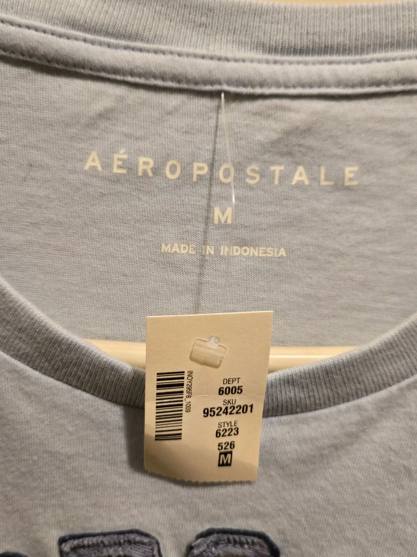 Aeropostale Shirt Mens M Light Blue 1987 Embroidered Applique 100% Cotton NWT - Apparel
