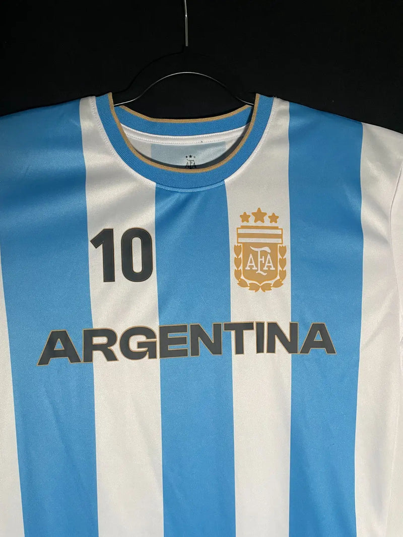 AFA Official Soccer Jersey Blue White Argentina LARGE Lionel Messi #10 Licensed - Apparel