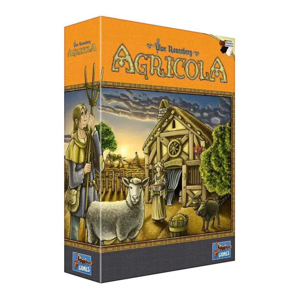 Agricola Revised Edition board game with pastoral farm scene on the box front
