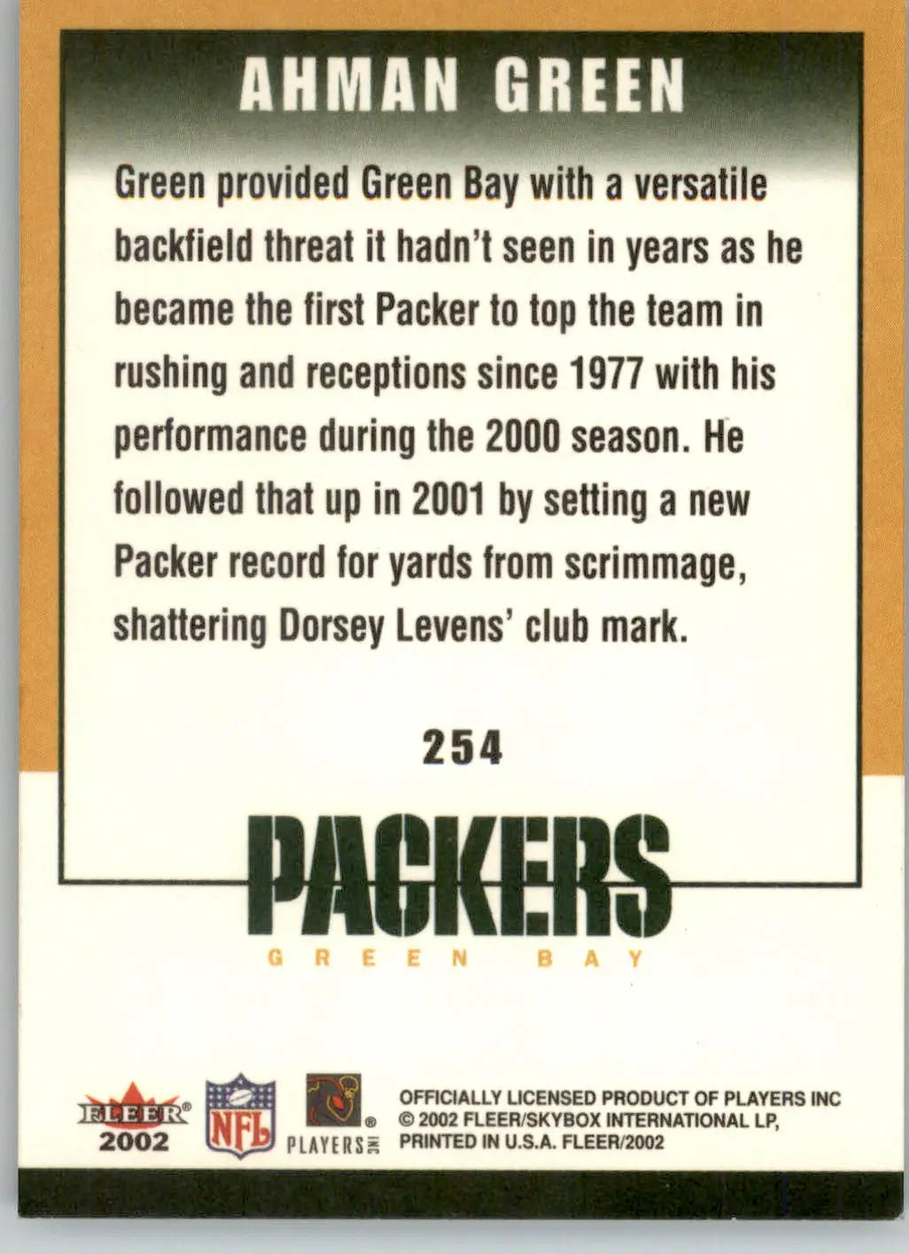 Ahman Green - 2002 Fleer - #254 - Football - Football Card Single
