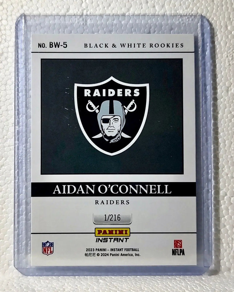 Aidan O’Connell 2023 Panini NFL #5 Black & White Rookies Card Raiders 1/216