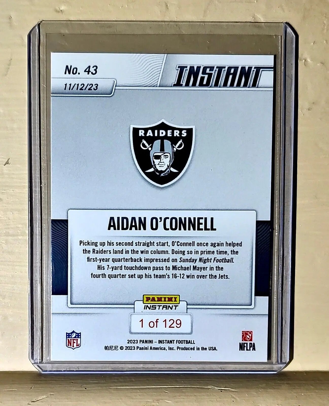 Aidan O’Connell 2023 Panini NFL Rookie Football #43 Card 1 of 129 Raiders - Football Card Single