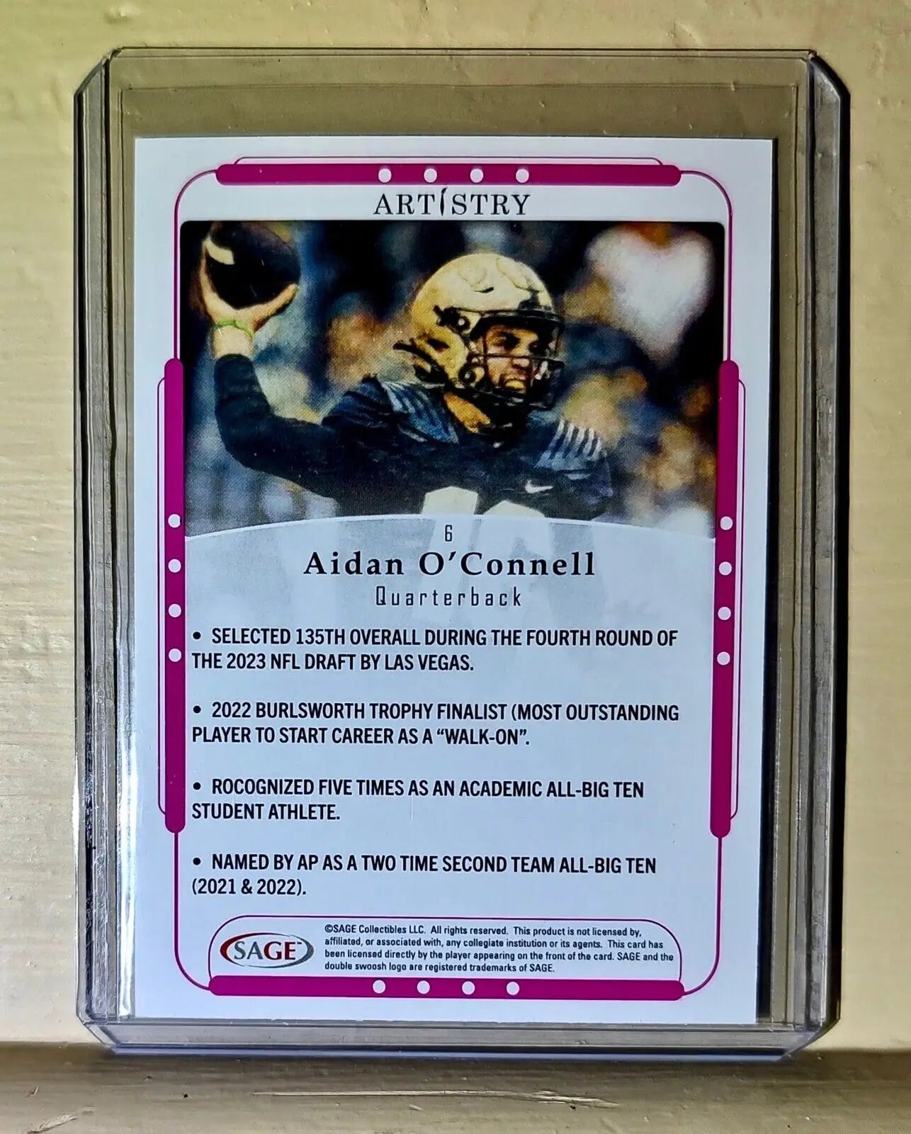 Aidan O’Connell 2023 SAGE NFL Artistry Football #6 Card