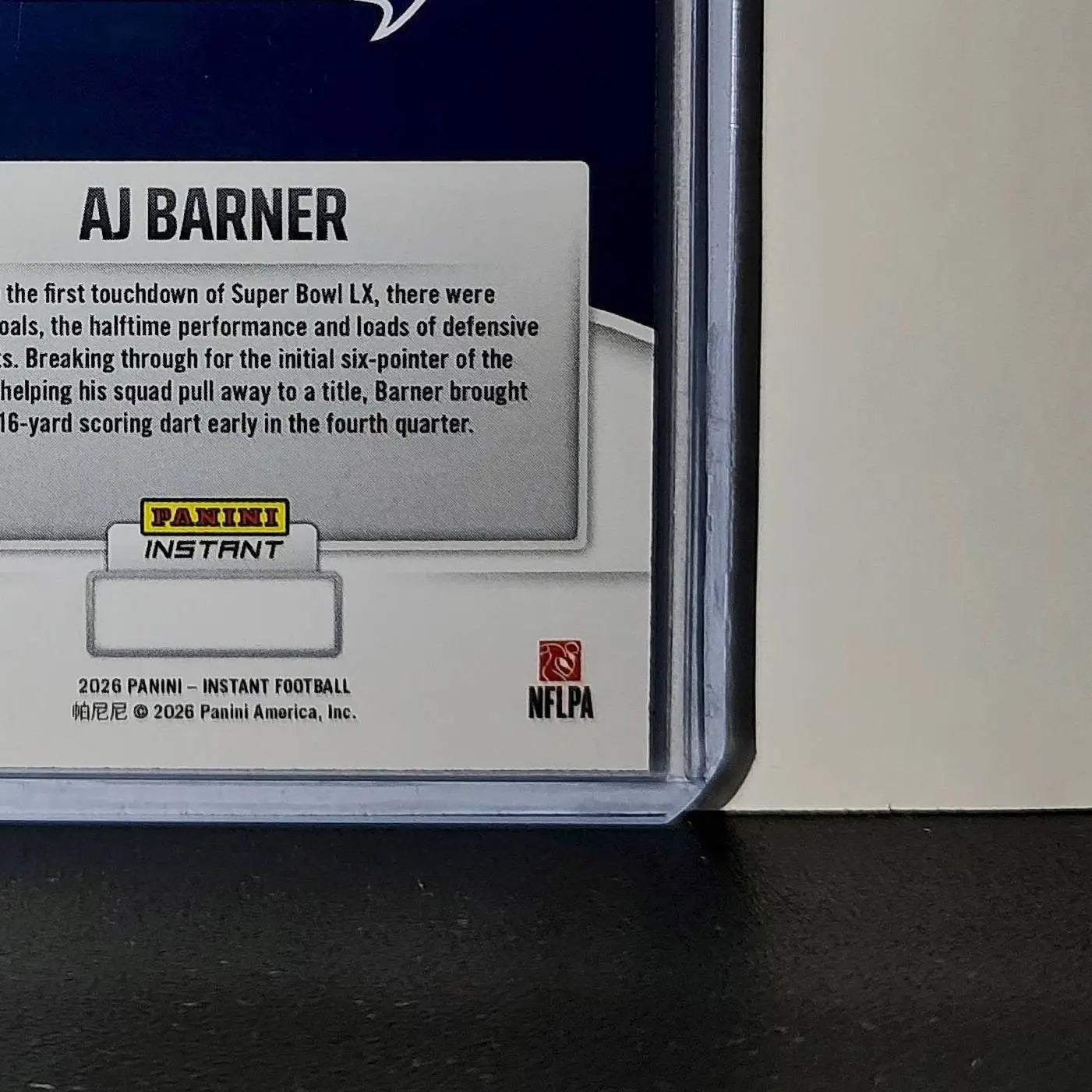AJ Barner 2026 Panini NFL Super Bowl LIX Champions #9 Card Seattle Seahawks - Football Card Single