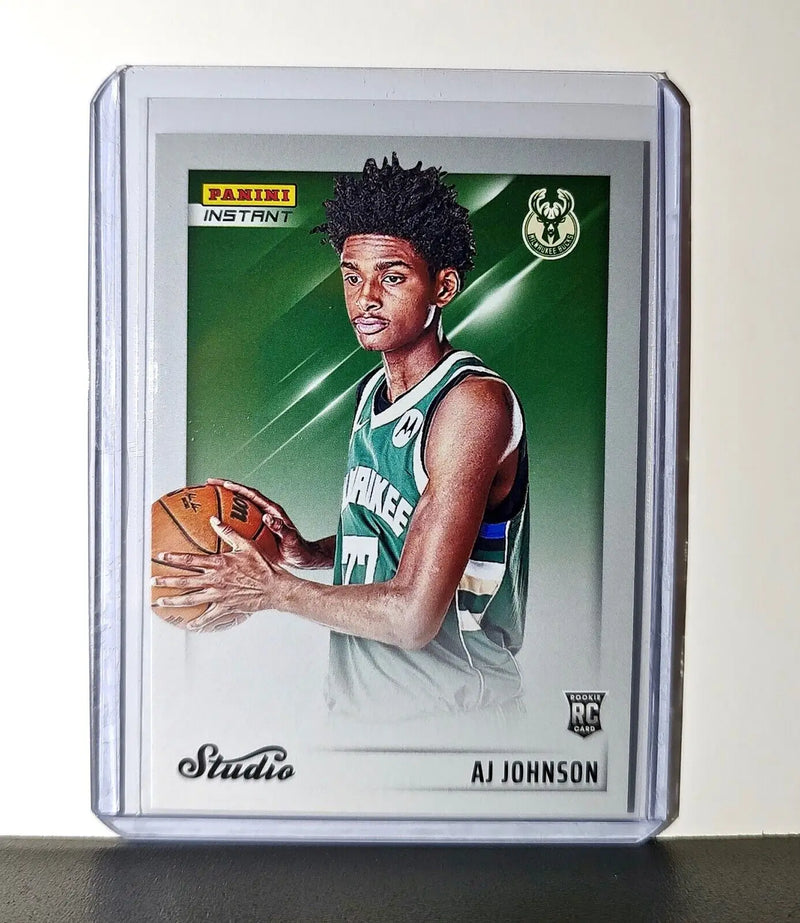 AJ Johnson 2024-25 Panini NBA Studio #35 Rookie Card Milwaukee Bucks 1/275 - Basketball Card Single