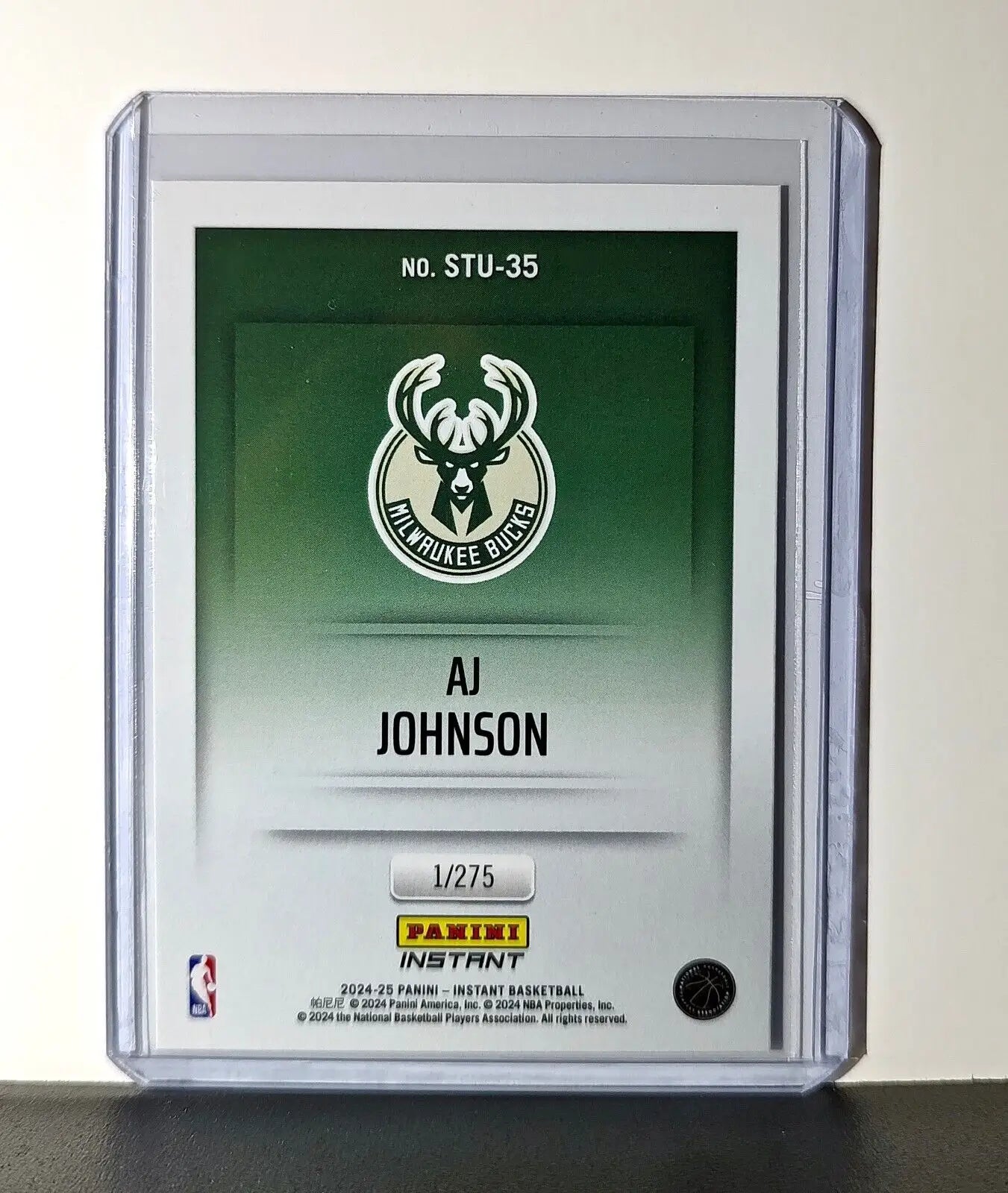 AJ Johnson 2024-25 Panini NBA Studio #35 Rookie Card Milwaukee Bucks 1/275 - Basketball Card Single