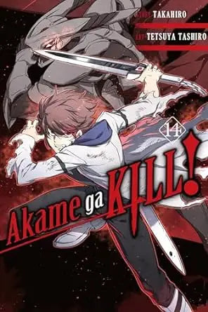 Manga cover of Akame Ga Kill Volume 14 with character in action pose and sword, perfect for trading cards