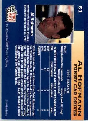 Al Hofmann - 1992 Pro Set NHRA - #51 - Racing - Racing Card Single