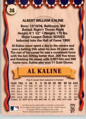 Al Kaline - 1993 Ted Williams - #38 - Baseball - Baseball Card Single