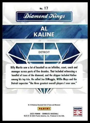 Al Kaline 2023 Donruss Diamond Kings #17 Detroit Tigers - Baseball Card Single