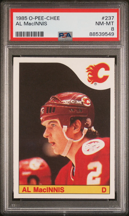 Al MacInnis 1985 O-Pee-Chee #237 PSA 8 Nm-Mint - Hockey Card Single