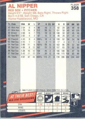 Al Nipper - 1988 Fleer - #358 - Baseball - Baseball Card Single
