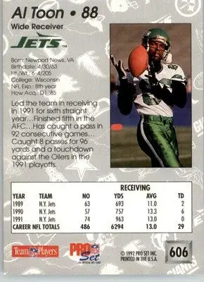 Al Toon - 1992 Pro Set - #606 - Football - Football Card Single