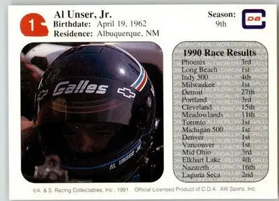 Al Unser Jr. - 1991 All World - #1 - Racing - Racing Card Single