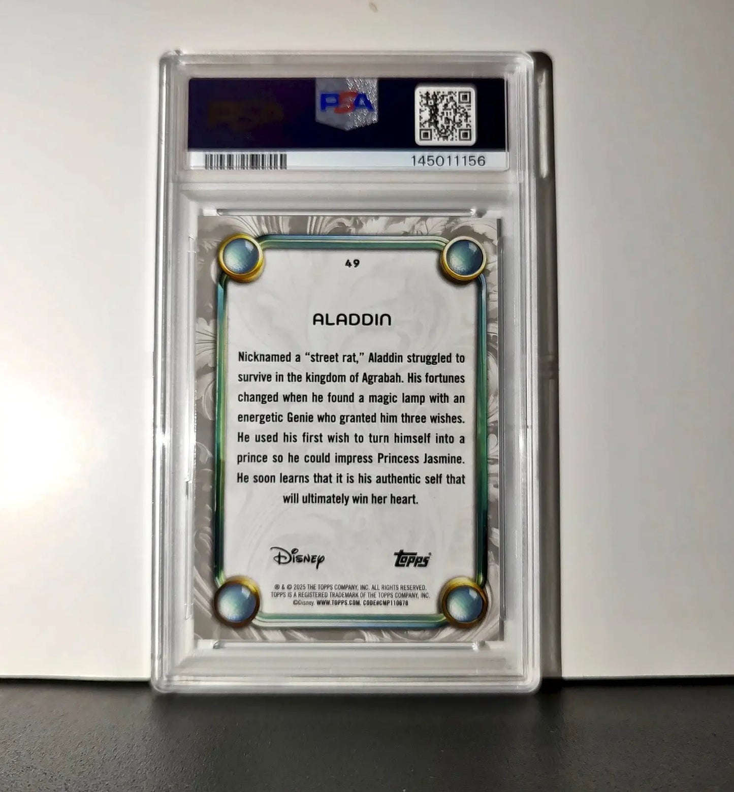 Aladdin 2025 Topps Disney Wonder #49 Winter Variant Card Aladdin PSA 8 - Non-Sports Card Single