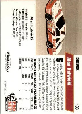 Alan Kulwicki - 1991 Pro Set - #133 - Racing - Racing Card Single