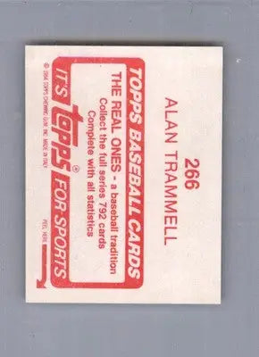 Alan Trammell - 1984 Topps Stickers - #266 - Baseball - Baseball Card Single