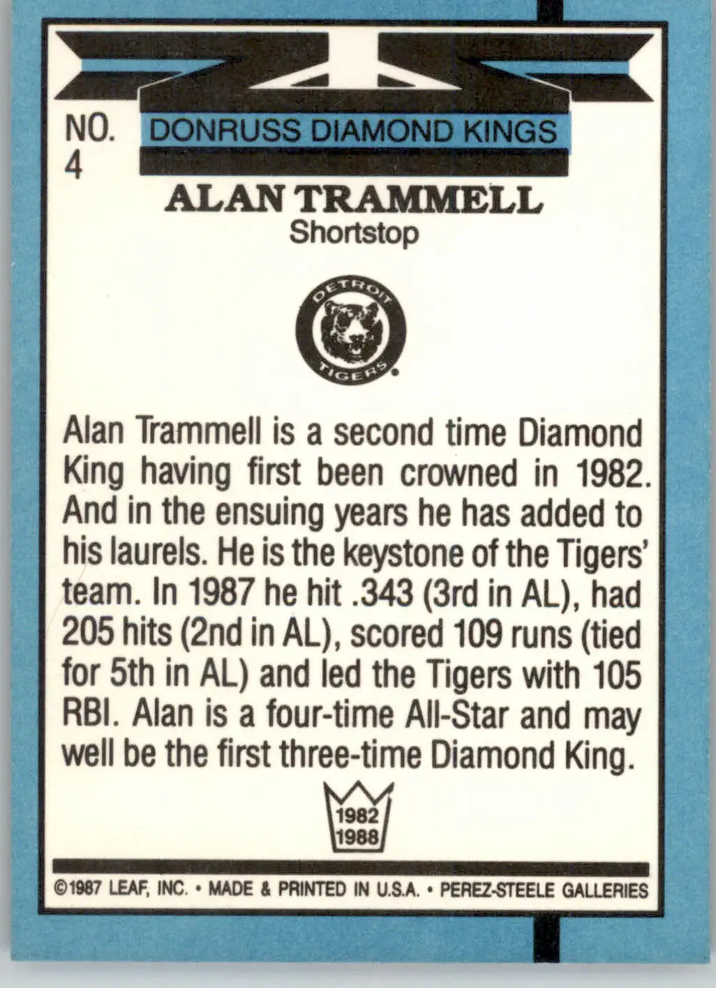 Alan Trammell - 1988 Donruss - #4 - Baseball
