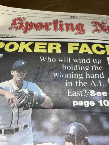 Signed Sporting News newspaper featuring Alan Trammell for trading cards collectors