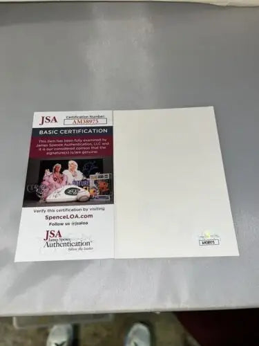 JSA-certified autograph authentication card for Alan Trammell signed photo autographed auto