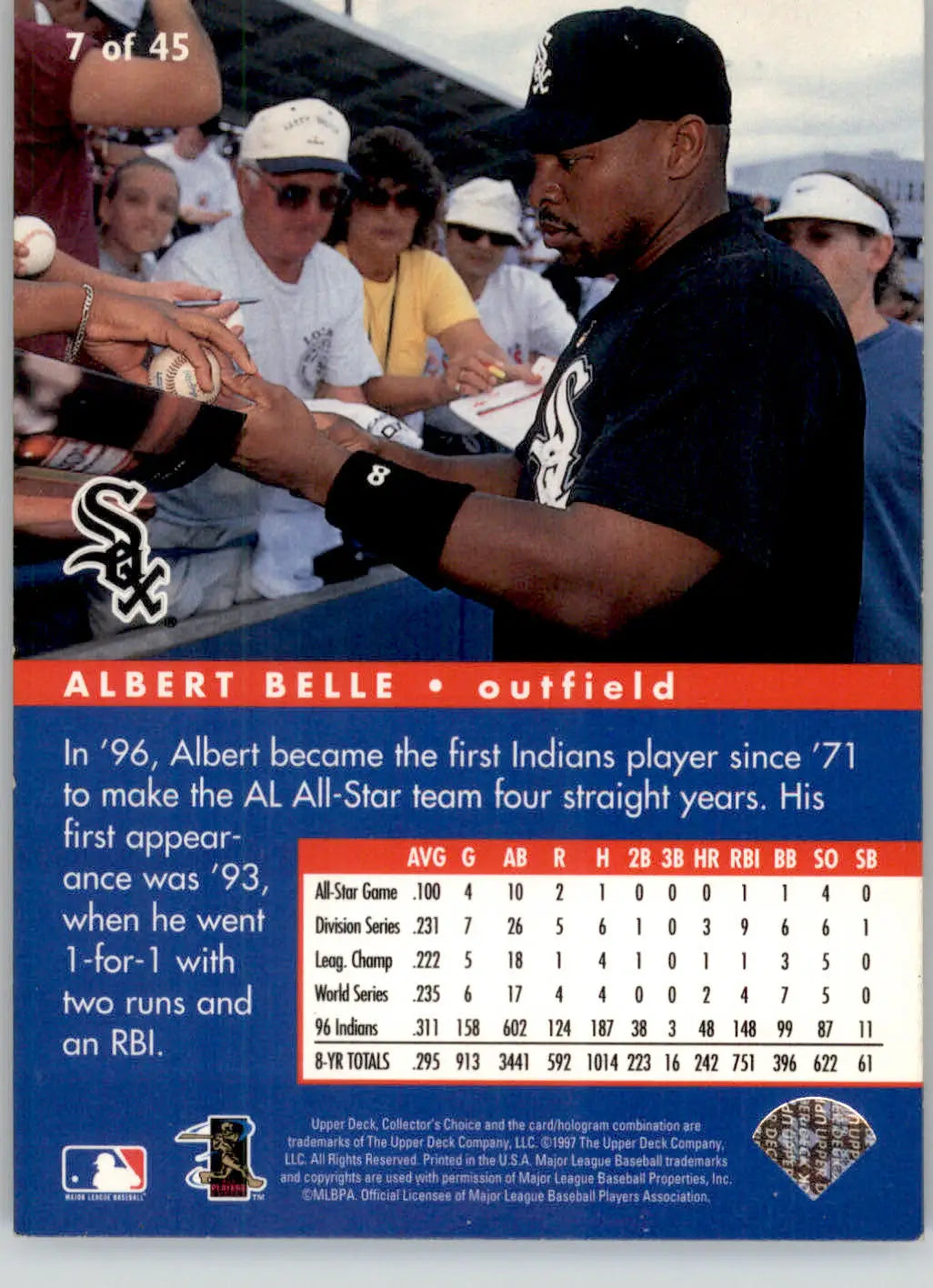 Albert Belle - 1997 Collector’s Choice - #7 - All-Star Connection Baseball - Baseball Card Single
