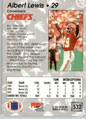 Albert Lewis - 1992 Pro Set - #532 - Football - Football Card Single