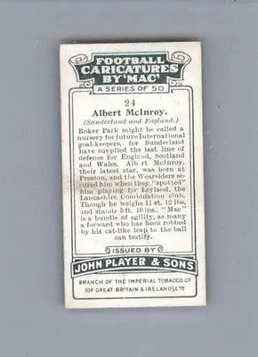 Albert McInroy - 1927 Player’s Football Caricatures By Mac - #24 - Soccer