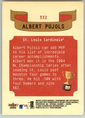 Albert Pujols - 2005 Fleer Tradition - #332 - Baseball - Baseball Card Single