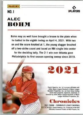 Alec Bohm - 2021 Panini Chronicles - #1 - RC Chronicles Baseball - Baseball Card Single