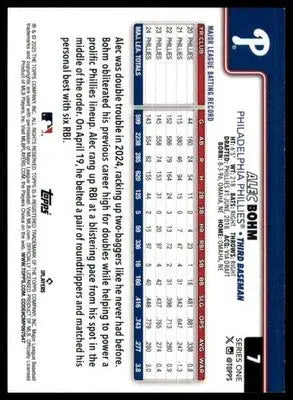 Alec Bohm 2025 Topps #7 Philadelphia Phillies - Baseball Card Single