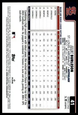 Alec Burleson 2025 Topps #41 St. Louis Cardinals - Baseball Card Single