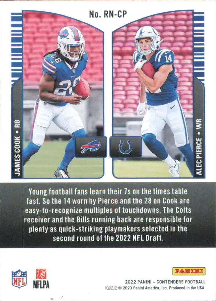 Alec Pierce James Cook Rookie 2022 Panini Contenders Round Numbers Emerald #RNCP - Football Card Single