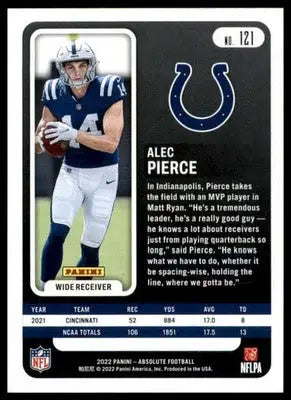 Alec Pierce Rookie 2022 Panini Absolute Retail #121 Indianapolis Colts - Football Card Single