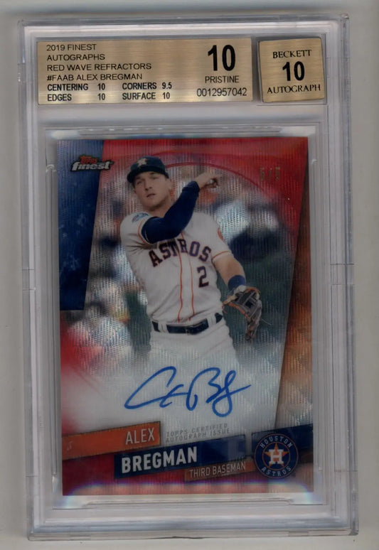 Alex Bregman 2019 Finest Red Wave Auto 5/5 BGS 10 Pristine Auto 10 - Baseball Card Single
