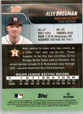 Alex Bregman - 2022 Stadium Club Chrome - #247 - Baseball - Baseball Card Single