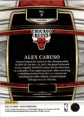 Alex Caruso - 2021-22 Panini Select - #9 - Silver Prizms Basketball - Basketball Card Single