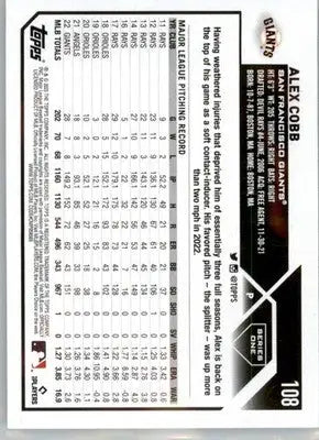 Alex Cobb - 2023 Topps - #108 - Baseball - Baseball Card Single