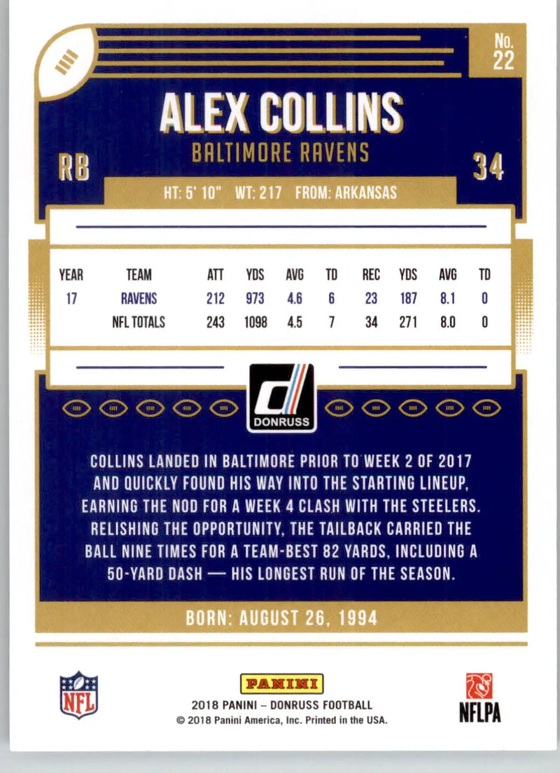 Alex Collins - 2018 Donruss - #22 - Football