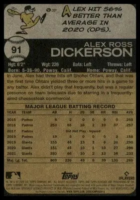 Alex Dickerson 2022 Topps Heritage #91 San Francisco Giants - Baseball Card Single