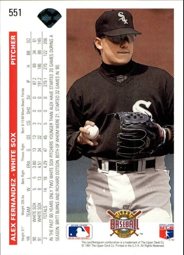 Alex Fernandez 1992 Upper Deck MLB #551 Baseball Card Chicago White Sox - Baseball Card Single