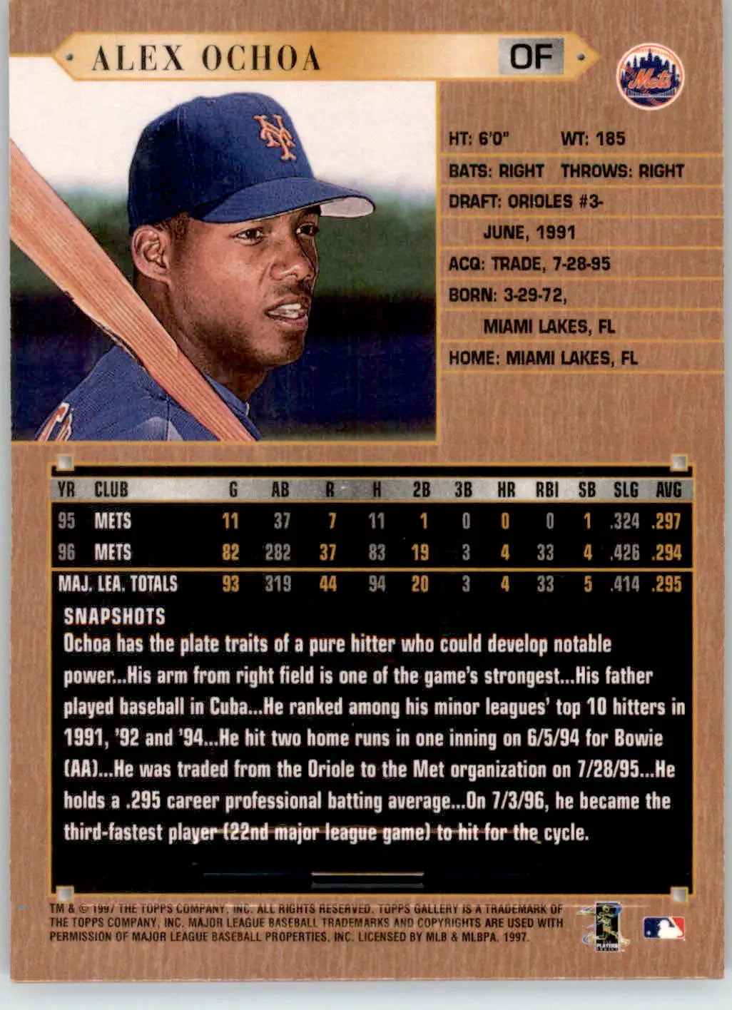 Alex Ochoa - 1997 Topps Gallery - #171 - Baseball - Baseball Card Single